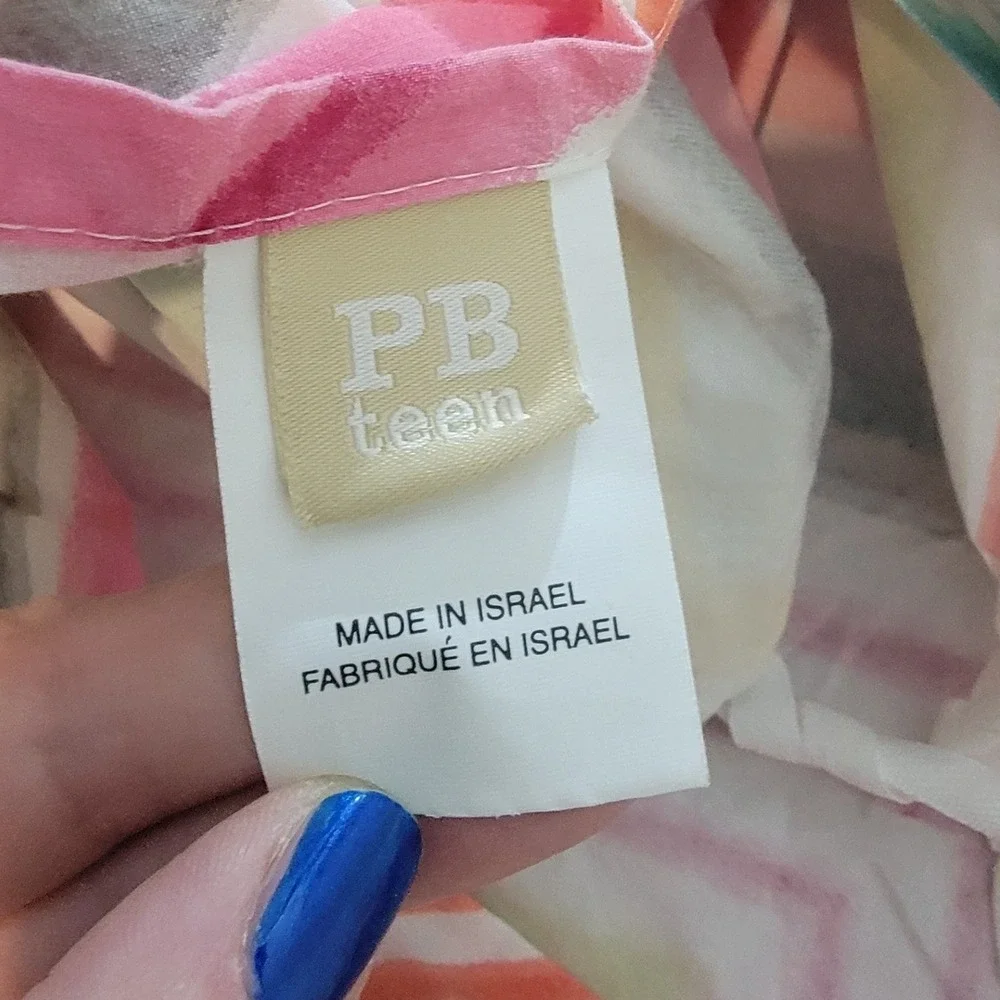 PBteen Pottery Barn Twin Duvet Set Cover Sham Multicolor Rainbow Chevron Cotton